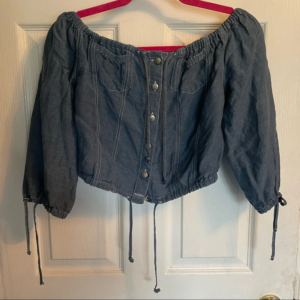 Jean Paul Guiltier off the shoulder denim crop top - Picture 9 of 14